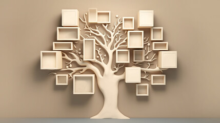 Wall Mural - Family tree with empty cells, template. AI generation	
