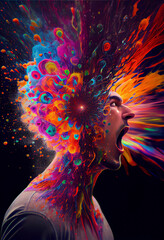 Wall Mural - Surreal illustration of an angry mind