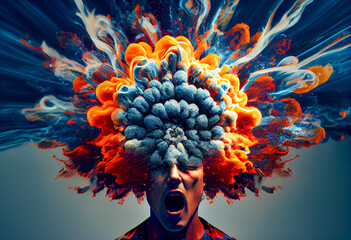 Wall Mural - Surreal illustration of an angry mind