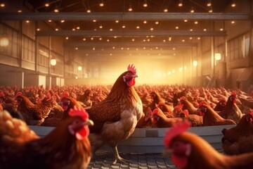 chickens on poultry farm. generative ai