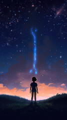 Wall Mural - a brave anime girl in a scifi world, ai generated image