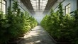 cannabis cultivation. Close-up of a marijuana farm. Greenhouse plants and harvesting. Generative AI