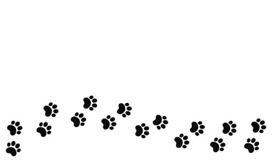 Footprints for pets.dog or cat.Footprint pattern.Cute black silhouette shape paw prints.Pet footprints.Animal footprints. Track dog, cat.silhouette illustration of footprints,vector