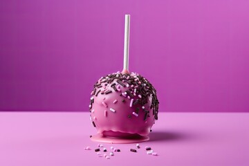 Sticker - pink sprinkle-covered cake with a white candle