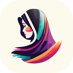 Woman hijab logo with unique concept and business card design Premium Vector, Muslim fashion hijab logo design, beautiful headscarf for Muslim women