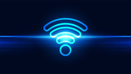 Wall Mural - Abstract wifi connection concept connection network people communication On a blue background, futuristic, modern