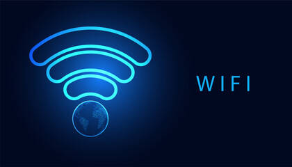 Wall Mural - abstract world wifi connection concept connection network people communication on a blue background,