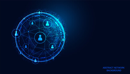 Wall Mural - abstract network connection, digital hi-tech digital internet communication, technology on global ba