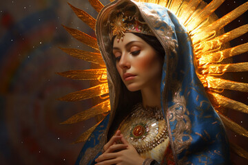 Virgen del Carmen, Blessed Virgin Mary. Faith, Bible, theology, Mother of God, Christianity, carmel. Mother of Jesus Christ, One of the central figures of European and world culture. Generative AI