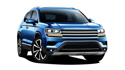 realistic vector blue car SUV with transparency Isolated