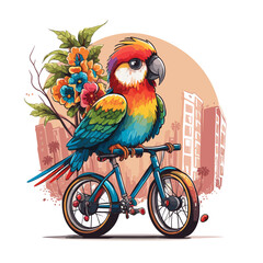 Colorful Journey: A Parrots Bicycle Adventure in the Rainforest