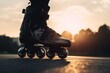 Realistic silhouette of freestyle slalom rollerblades, also known as inline skates or roller freeskates. Generative AI
