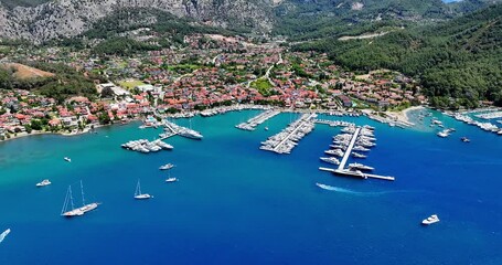 Wall Mural - Göcek Town and Marina Aerial Drone Video