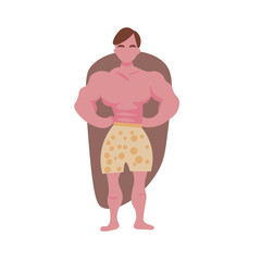 Wall Mural - Muscled man in underwear on white background