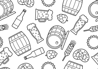 Wall Mural - Pattern with beer objects. Beer festival or Oktoberfest.