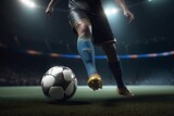 Fototapeta Sport - football stadium goal ball competition kick sport foot game soccer. Generative AI.