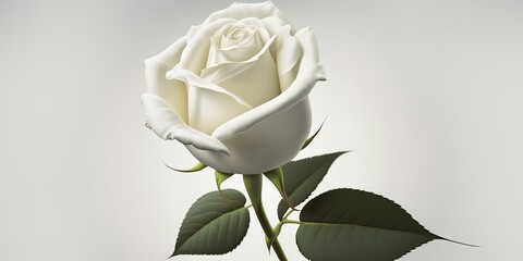 Canvas Print - Only the white backdrop and the solitary white rose are visible.