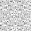 Geometric seamless pattern. Repeating hexagon lattice. Repeated black line isolated on white background. Modern honey design for prints. Repeat contemporary texture. Plexus linear. Vector illustration