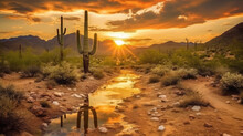 A Sunrise Over The Sonoran Desert Near Scottsdale, Arizona