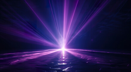 Abstract purple energy lines triangles magical bright glowing futuristic hitech background. Ultraviolet rays. Realistic 3D illustration. Generative AI