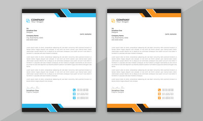 clean and professional corporate company business letterhead template design with color variation bu