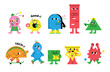 © MINIWIDE - Cute abstract shapes characters. The basic shapes of various objects.