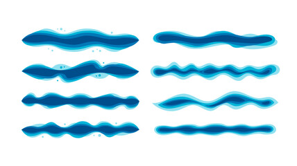 abstract blue wave border divider decoration collection set for layout, brochure, and template desig