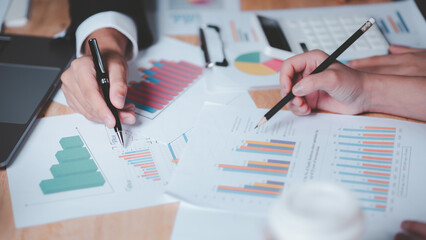 Aufkleber - statistical analyst reading graph report and business statistics charts ,Analysis and improvement of corporate strategy ,manage financial and marketing documents , Statistics and Data Concepts