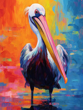 A Fauvism Style Painting Of A Pelican | Generative AI