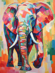 Wall Mural - A Fauvism Style Painting of an Elephant | Generative AI
