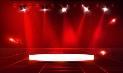 Wall Mural - abstract round podium illuminated with spotlight. award ceremony concept. stage backdrop. product di