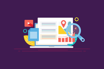 Wall Mural - search engine ranking contextual web link, business location and website traffic visitors' growth an