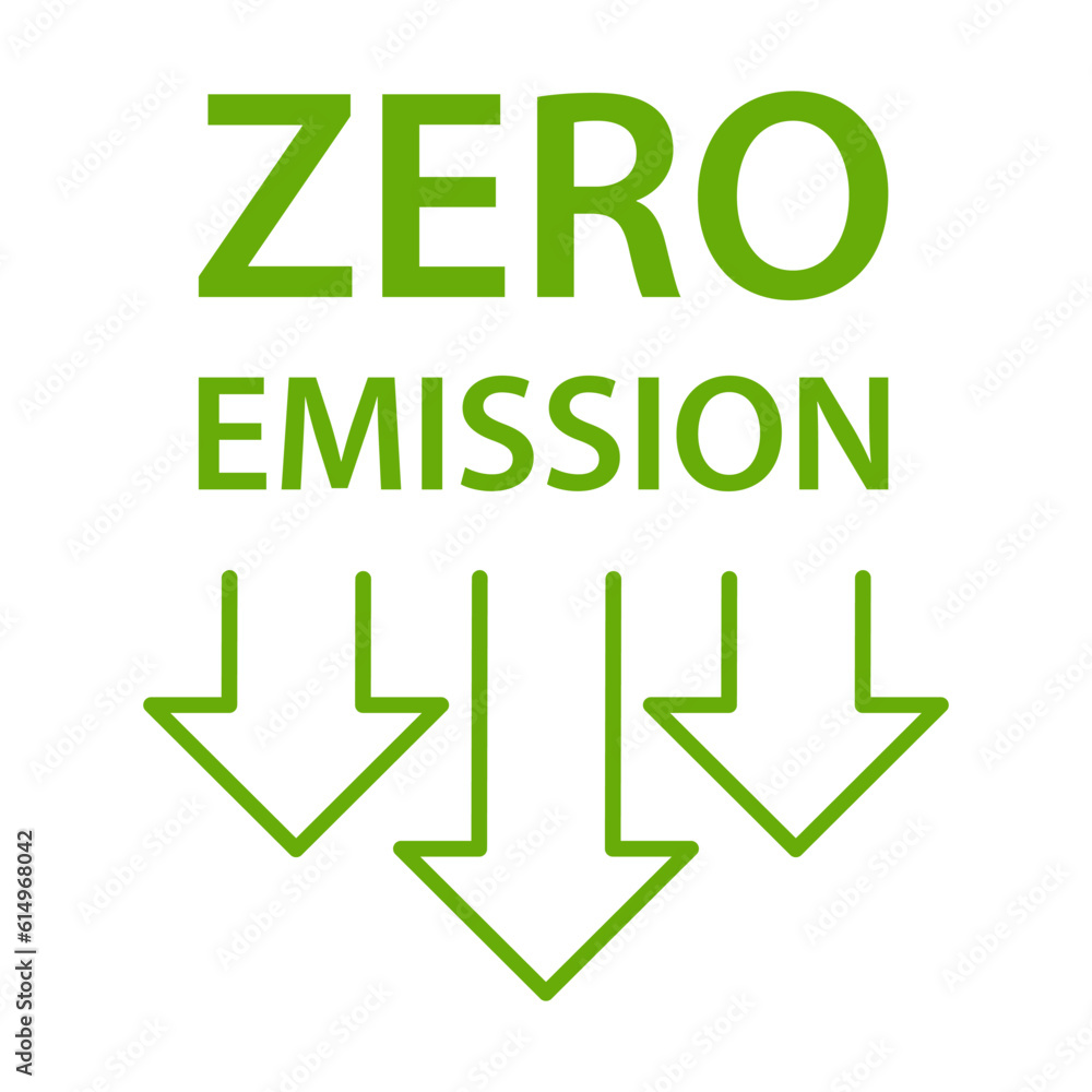 Zero emission icon vector CO2 neutral green sign for your web site ...