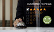 © chadchai - Customer experience satisfied concept, silver service bell on hotel reception desk with happy emotion face, great review, good service like good quality, high rating, social media very good.