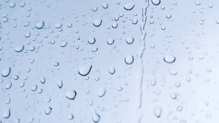 Canvas Print - Rainwater drops Falling Down On the Window Glass, Rain Drops On The Windows Glass, and a Macro shot of water droplets falling. soft focus.shallow focus effect.
