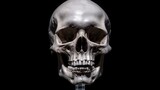 Fototapeta Tęcza - human skull on dark background. Generative AI