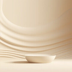Wall Mural - beige background studio with generative ai. minimalism podium stand for branding.