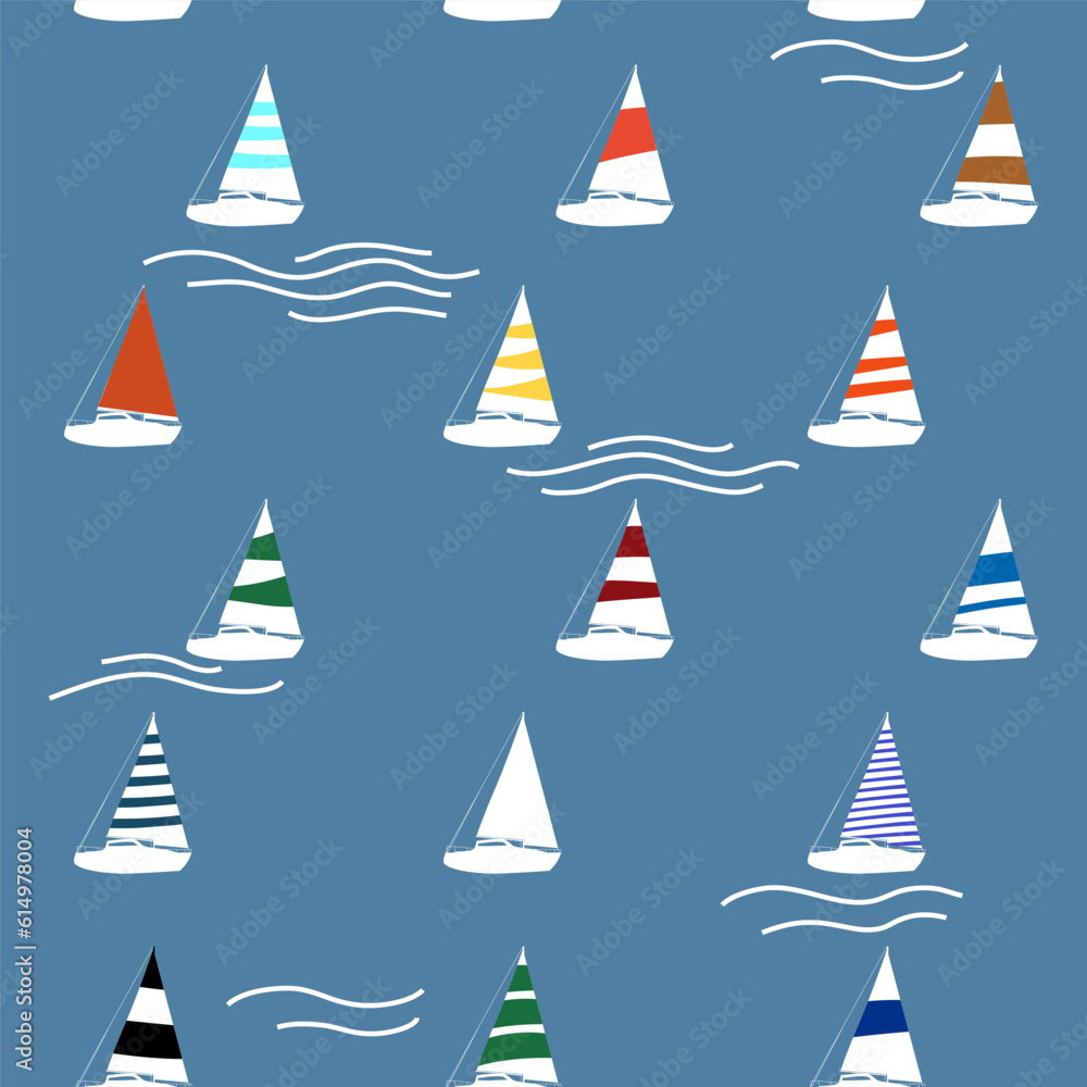 Yacht marine seamless pattern, vector illustration for for fabric ...