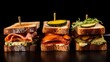 Trio of gourmet sandwiches on assorted bread