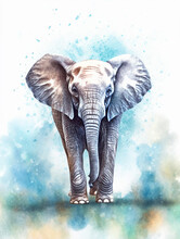 Illustration For World Elephant Day August 12 In Watercolor Effect - Ai Generative