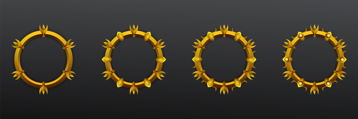Wall Mural - gold game gui avatar circular border fantasy frame set for game ui