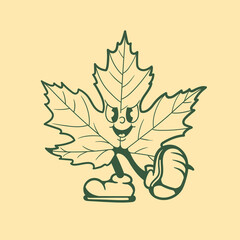 vintage character design of maple leaf
