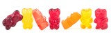 Group of colorful jelly gummy bears isolated on a white background. Tasty jelly candies.