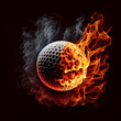 Hot golf concept. Golf ball on fire. fun and popular sports