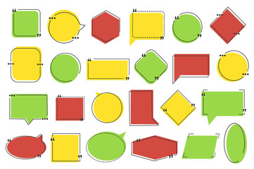 Aufkleber - Quote bubbles mega set graphic elements in flat design. Bundle of blank template of speech shapes and message templates of square, circle, rhombus, polygon forms. Illustration isolated objects