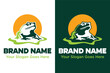 modern simple green frog illustration logo design