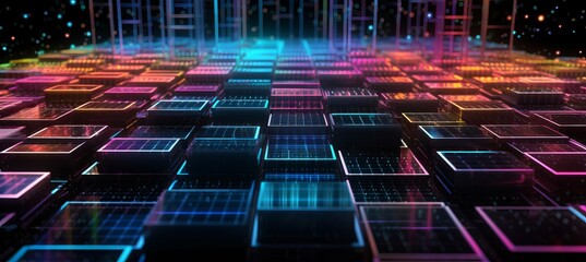 Leinwandbilder - Blockchain mining data network system security structure technology background. Generative AI technology.