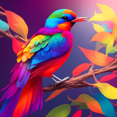 3d digital art. drawing colorful wallpaper. tropical forest, multicolor birds, tropical plants, and 