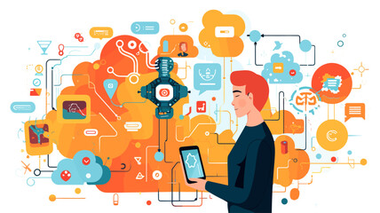Large-scale language model AI concept vector illustration.