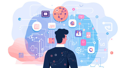 Large-scale language model AI concept vector illustration.